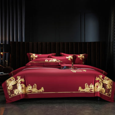 Black Gold Luxury Baroque Royal Embroidered Duvet Cover Set, 1000TC Egyptian Cotton Bedding Set